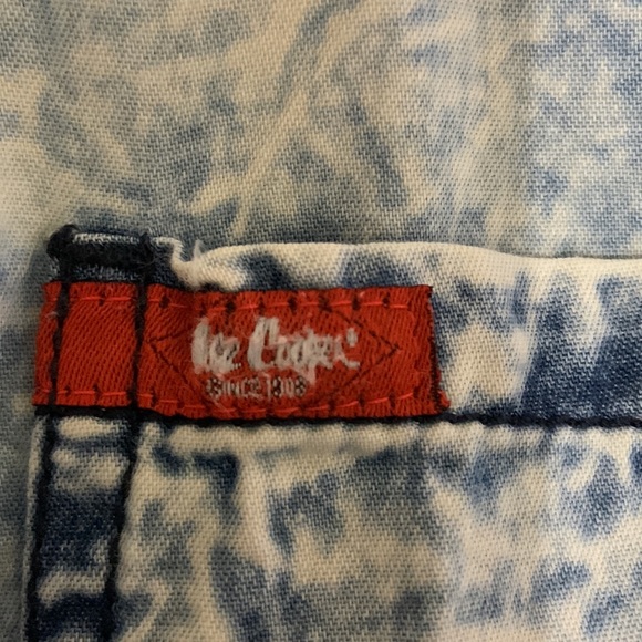 Denim Shirt - Lee Cooper Acid Wash Distressed Denim Shirt Size Large - Picture 8 of 12